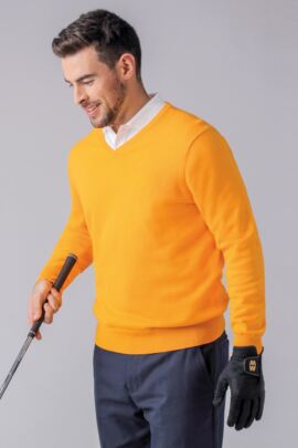 Mens V Neck Cotton Golf Sweater