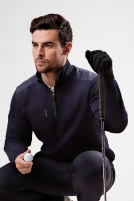 Mens Zip Neck Shoulder Panel Detail Performance Golf Midlayer