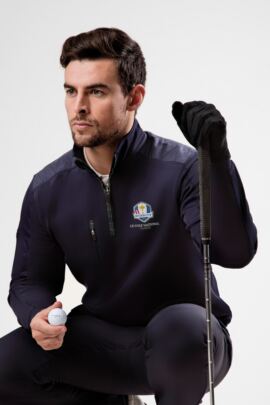 Official Ryder Cup 2018 Mens Zip Neck Shoulder Panel Detail Performance Golf Midlayer