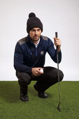 Official Ryder Cup 2018 Mens Shoulder Panel Detail Zip Neck Performance Midlayer