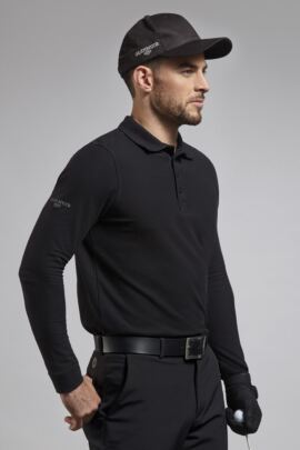 Mens Long Sleeve Cotton Pique Golf Polo Shirt