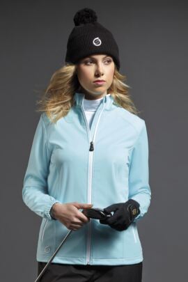 Ladies Zip Front Stitch Detail Water Repellent Golf Jacket