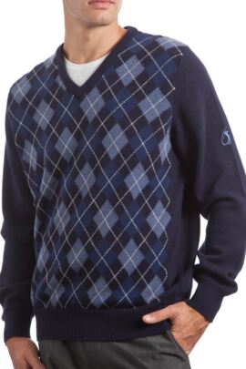 Heritage Touch Of Cashmere Argyle V Neck Classic Fit Sweater
