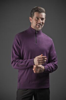 Mens Water Repellent Zip Neck Performance Lined Sweater