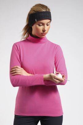 Ladies Roll Neck Long Sleeve Cotton Golf Polo Shirt