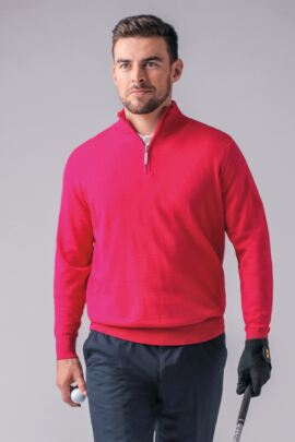 Mens Zip Neck Merino Wool Golf Sweater
