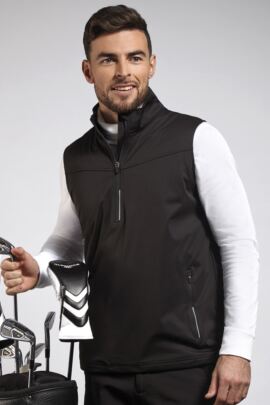 Mens Zip Neck Water Repellent Performance Sleeveless Golf Windshirt