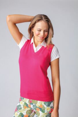 Ladies V Neck Merino Wool Golf Slipover