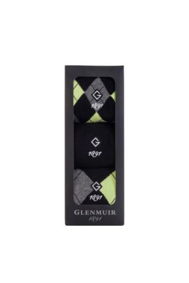 Mens 3 Pair Pack Argyle Cotton Golf Socks Gift Box