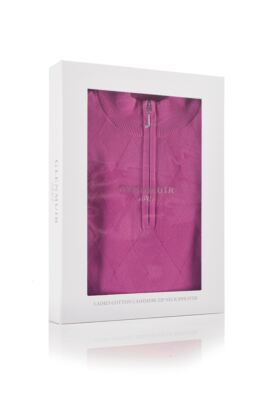 Ladies Zip Neck Argyle Pattern Touch of Cashmere Golf Sweater Gift Box
