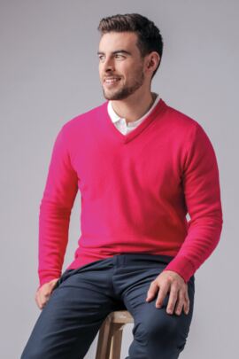 Mens V Neck Lambswool Golf Sweater