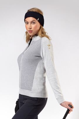 Official Ryder Cup 2018 Ladies Cotton Birdseye Lined Zip Front Cardigan