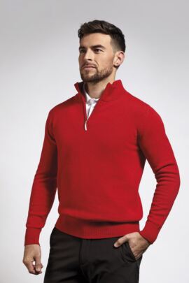 Mens Zip Neck Lambswool Blend Golf Sweater