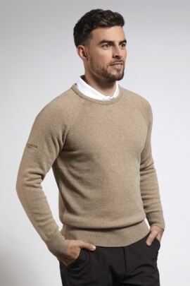 Mens Crew Neck Raglan Sleeve Lambswool Blend Golf Sweater