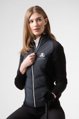 Official Ryder Cup 2018 Ladies Zip Front Pinstripe Quilted Performance Golf Jacket
