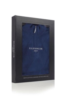 Mens Zip Neck Argyle Pattern Touch of Cashmere Sweater Gift Box