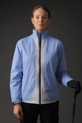 Ladies Zip Front Contrast Colour Lightweight Waterproof Golf Jacket