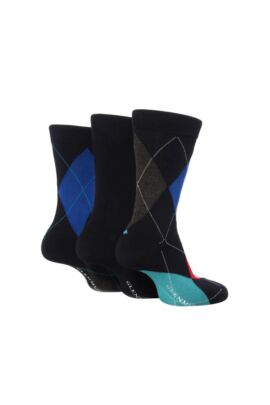 Mens 3 Pair Classic Bamboo Argyle Golf Socks