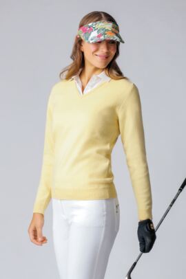 Ladies V Neck Lambswool Golf Sweater