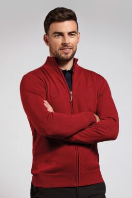 Mens Zip Front Lightweight Stretch Lined Cotton Golf Sweater