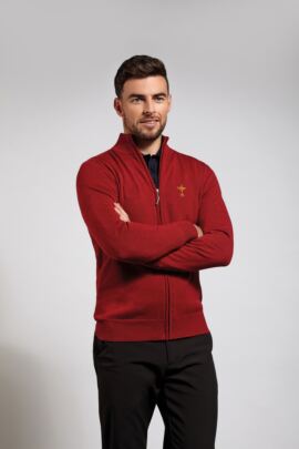 Official Ryder Cup 2018 Mens Cotton Zip Front Lightweight Stretch Lined Sweater
