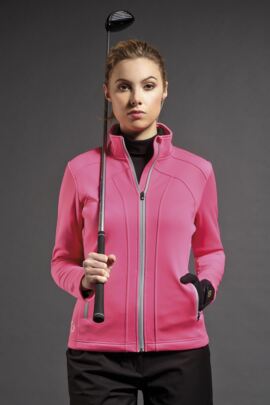 Ladies Zip Front Lightweight Water Repellent Fleece Golf Jacket