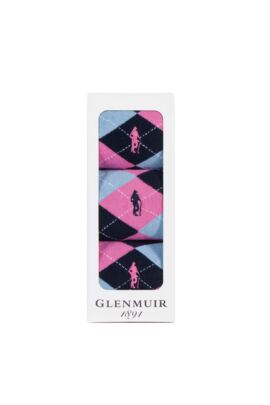 Ladies 3 Pair Argyle Jacquard Cotton Golf Socks Gift Box