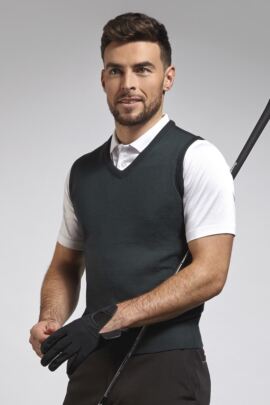 Mens V Neck Merino Wool Golf Slipover