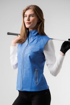 Ladies Zip Front Embossed Patterned Water Repellent Performance Golf Gilet