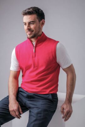 Mens Zip Neck Lightweight Cotton Golf Slipover