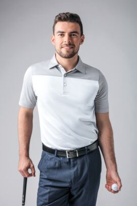 Mens Cross Dyed Shoulder and Sleeve Mercerised Cotton Golf Polo Shirt