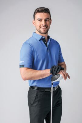 Mens Tartan Cuff and Placket Mercerised Cotton Tailored Collar Golf Polo