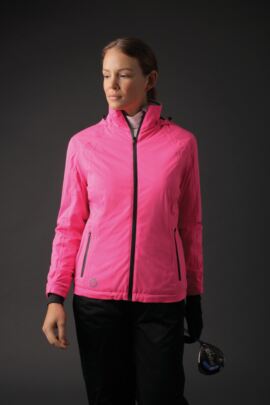 Ladies Zip Front Contrast Stitch Thermal Lined Waterproof Golf Jacket