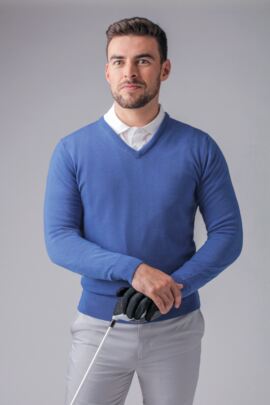 Mens V Neck Merino Wool Golf Sweater
