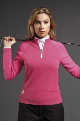 Ladies Cotton Lined Zip Neck Sweater