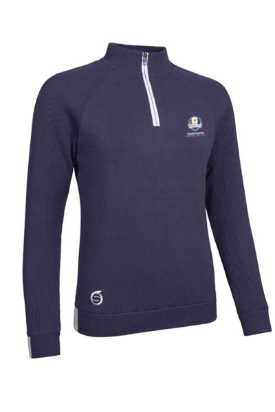 Official Ryder Cup 2027 Ladies Quarter Zip Rib Sleeve Lined Golf Sweater