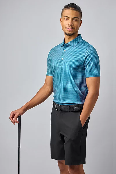 Mens Micro Tee Print Mercerised Cotton Golf Shirt