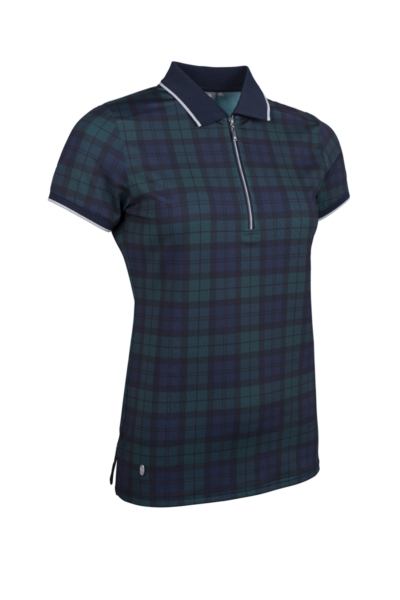Ladies Quarter Zip Printed Patterned Performance Golf Polo Shirt