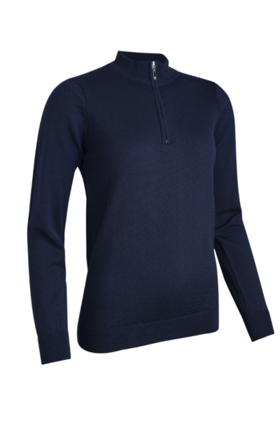 Ladies Quarter Zip Merino Wool Lightweight Golf Sweater