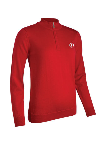 The Open Ladies Quarter Zip Merino Wool Lightweight Golf Sweater