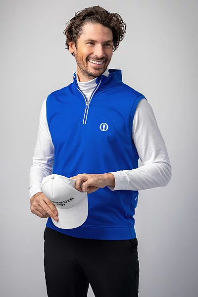 The Open Mens Quarter Zip Rib Sleeveless Performance Golf Midlayer