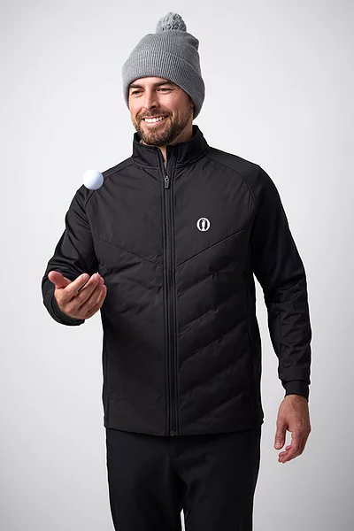 The Open Mens Full Zip Bonded Chevron Padded Performance Thermal Golf Jacket