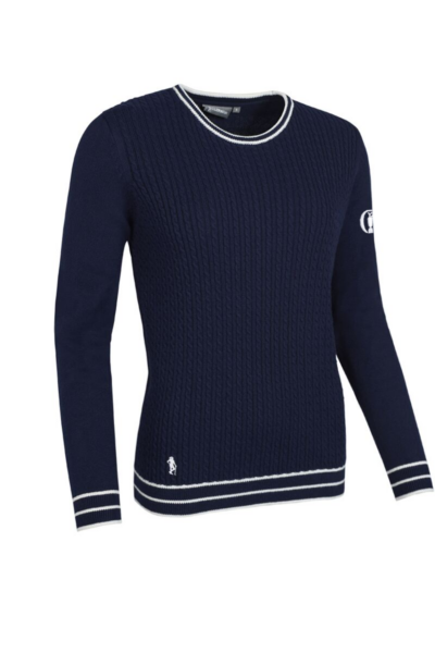 The Open Ladies Crew Neck Micro Cable Midweight Merino Golf Sweater