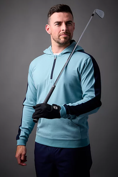 Mens Thermal Contrast Sleeve Fleece Showerproof Golf Hoodie