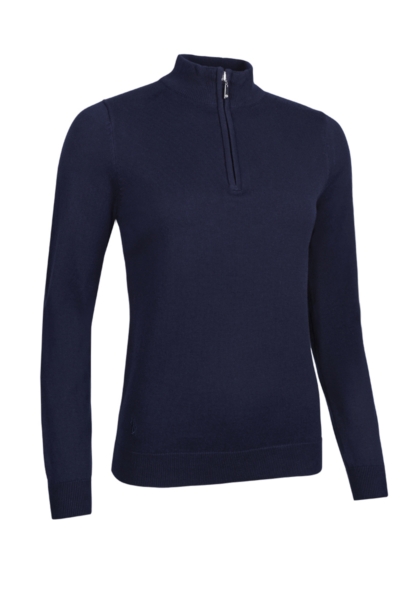 Ladies Quarter Zip Cotton Lightweight Golf Sweater
