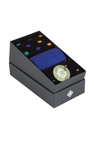 Mens 3 Pair Spotted Bamboo Socks Gift Box