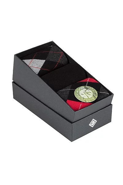 Mens 3 Pair Argyle Bamboo Socks Gift Box