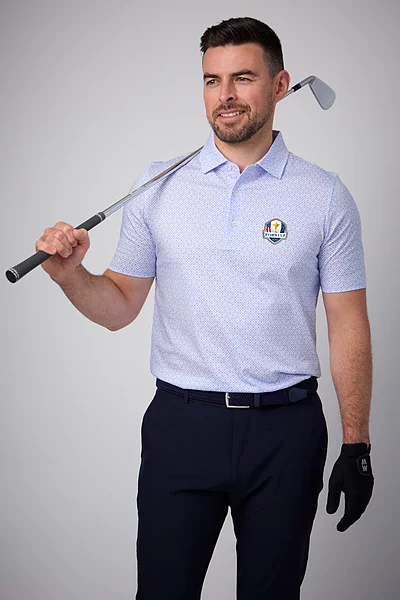 Official Ryder Cup 2027 Mens Playing Card Print Mercerised Cotton Golf Shirt