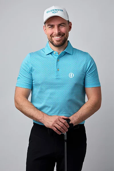 The Open Mens Ship Helm Print Mercerised Cotton Golf Shirt