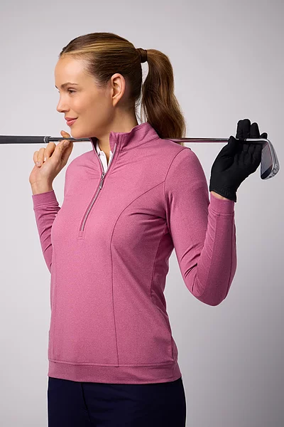 Ladies Quarter Zip Lightweight Shaped Panel Performance Golf Midlayer